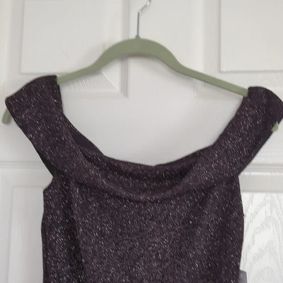 Premier Amour Black Blush Glitter Cocktail Dress Off The Shoulder Sz 4 - Picture 2 of 10